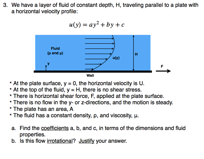 Solved 3 We Have A Layer Of Fluid Of Constant Depth H Chegg Com