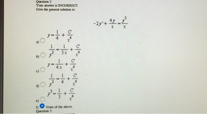 Solved Give The General Solution To 2 Y 4y X Y 3 X Chegg Com