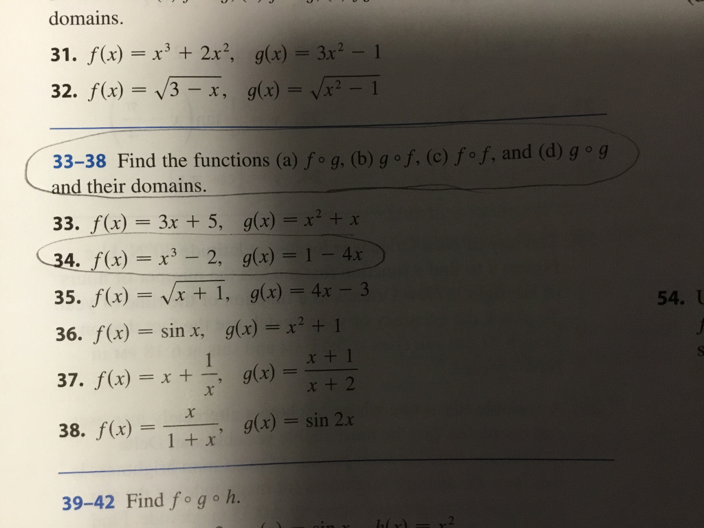 Solved Domains 31 F X X3 2x2 G X 3x2 1 32 F X Chegg Com