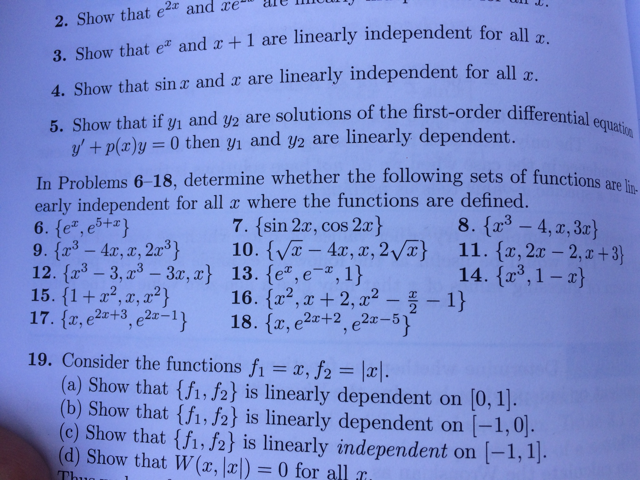 Solved Show That E2x And X 1 Are Linearly Independent Chegg Com