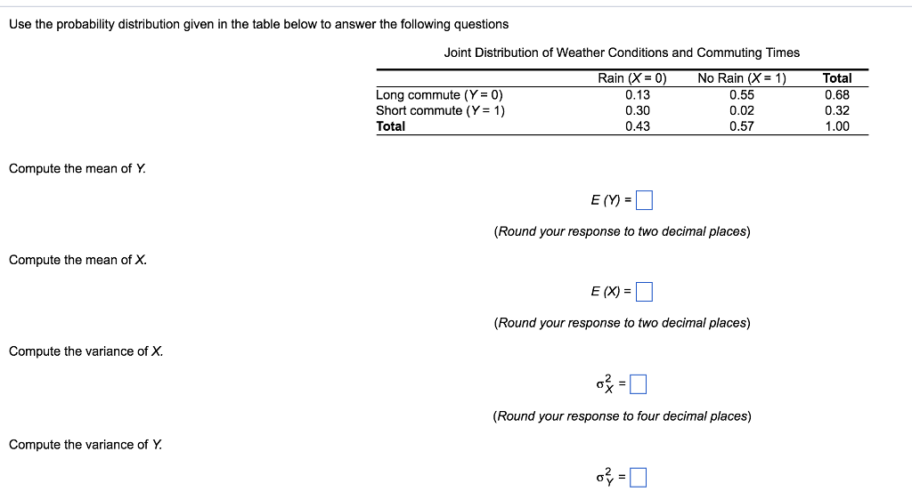Solved Use The Probability Distribution Given In The Tabl Chegg Com