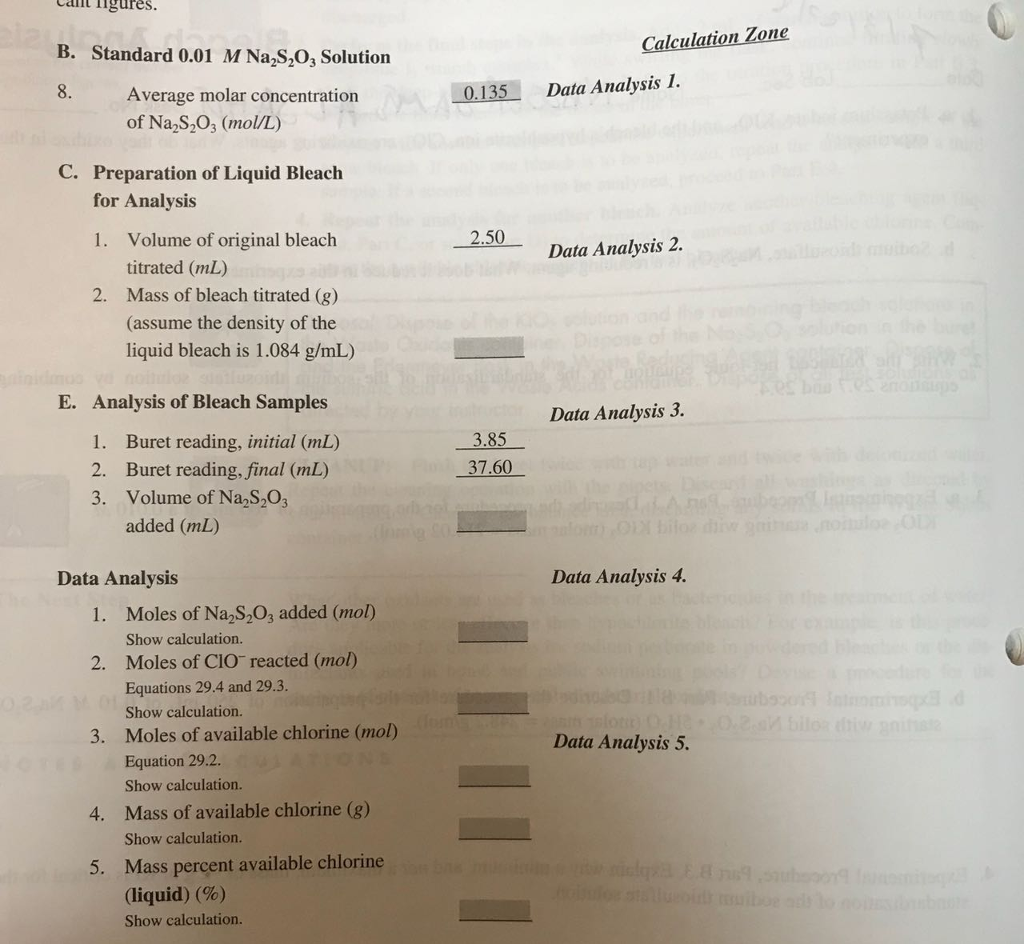 Solved Caint Tlgtres Calculation Zone B Standard 0 01 M Chegg Com