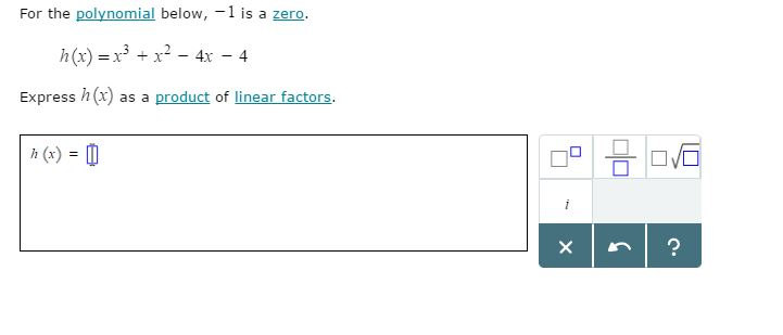 Solved For The Polynomial Below, 1 Is A Zero. H(x) = X^3