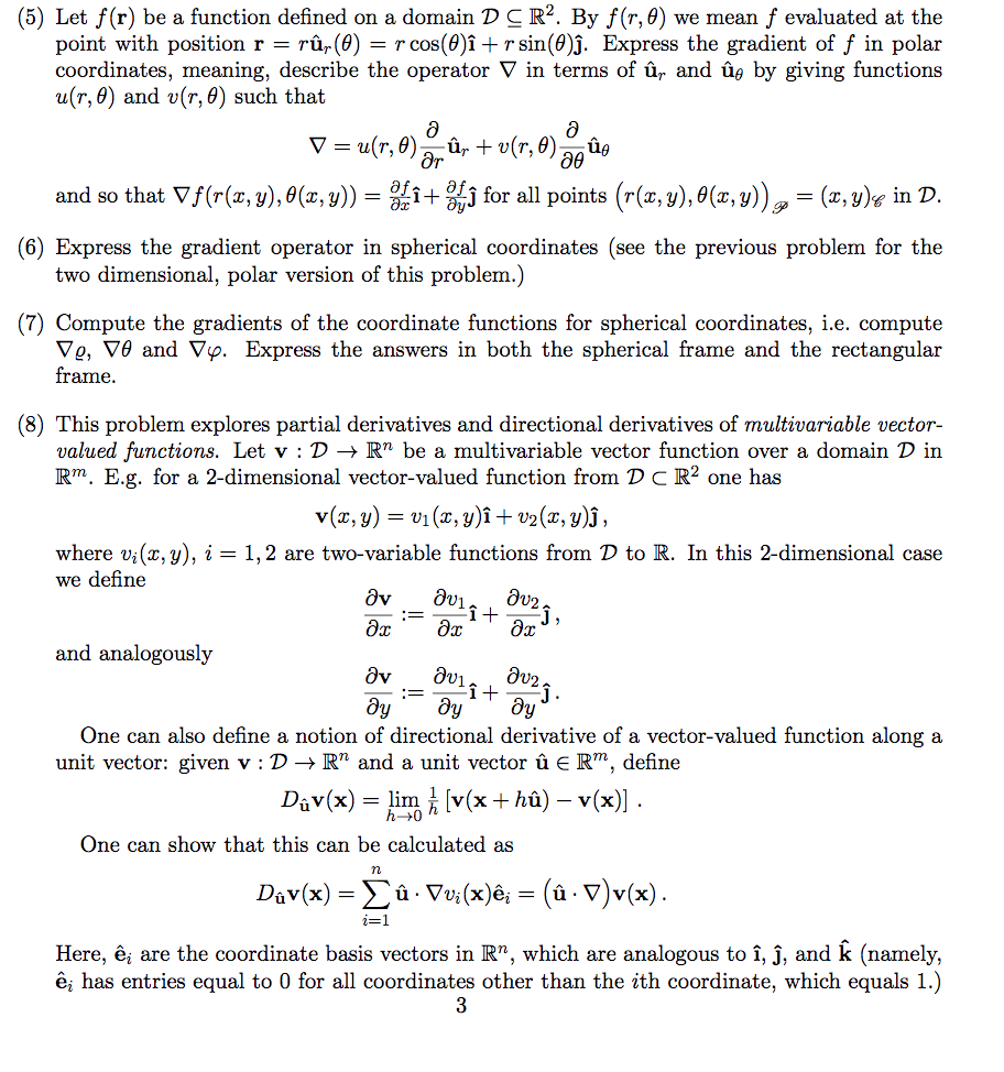 Calculus 3 Problems On Differentiation Curvature Chegg Com