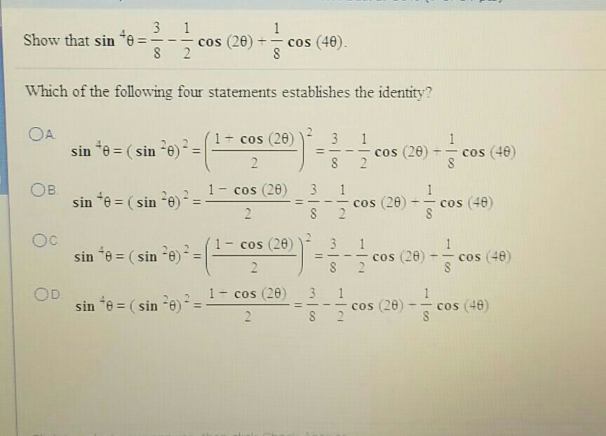 Solved If Sin Theta 3 4 0 Theta Pi 2 Find The Exact Chegg Com