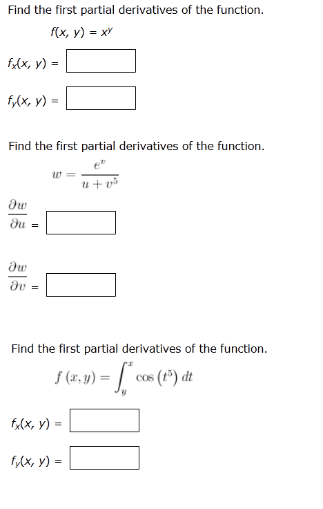 Solved Find The First Partial Derivatives Of The Function Chegg Com