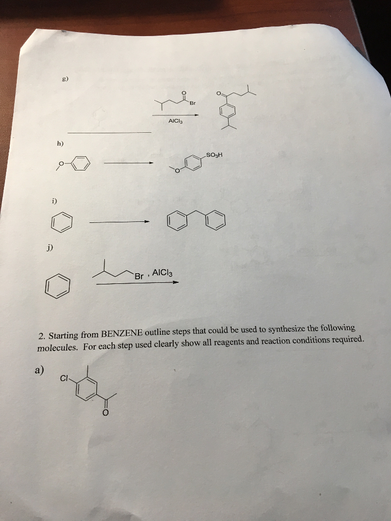 Solved G Br Aici3 H So3h I J Br Alcla 2 Starting Fro Chegg Com