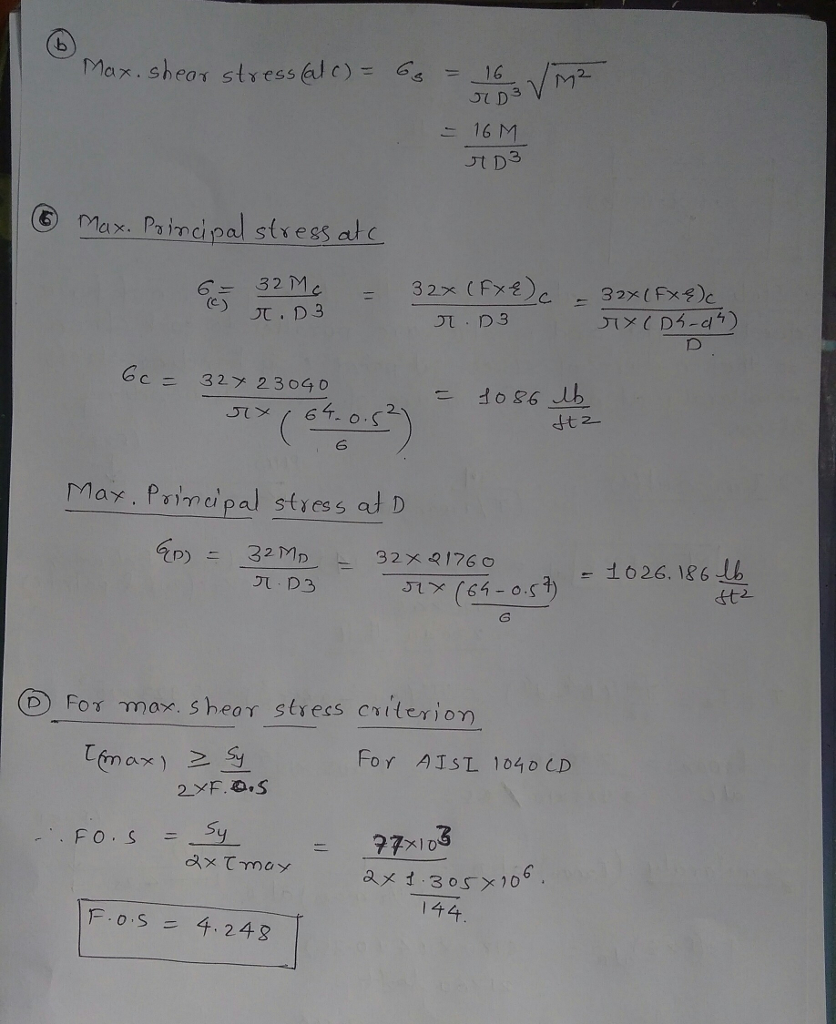 Max.shear stress JL D ー16 3 t D leiX· Palmcı pal stress ate 兀. D3 Gc32 23 04 0 ft2 6 Max Psnapal stress od D - 1626. 186 ft2