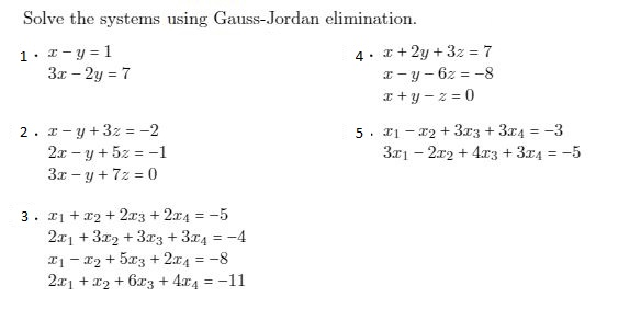 Solved Solve The Systems Using Gauss Jordan Elimination Chegg Com