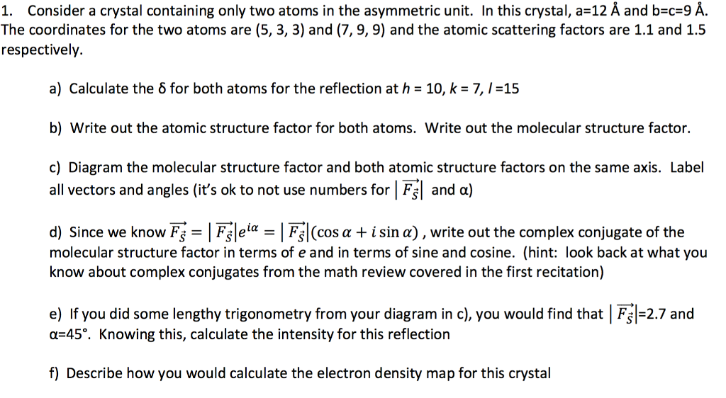 1 Consider A Crystal Containing Only Two Atoms In Chegg Com