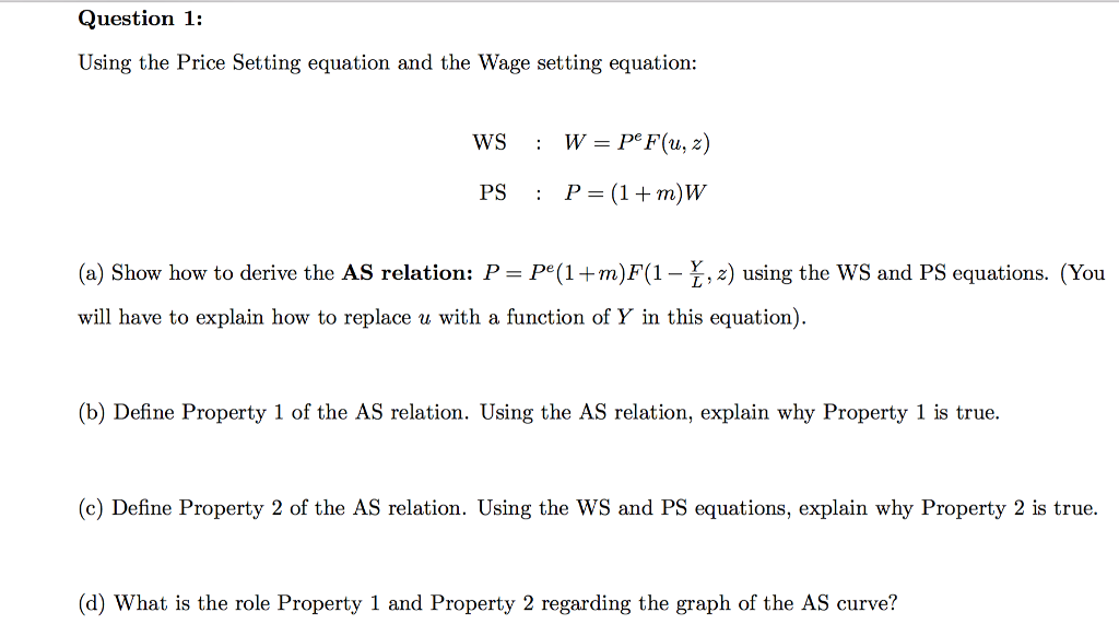 Solved Using The Price Setting Equation And The Wage Sett Chegg Com