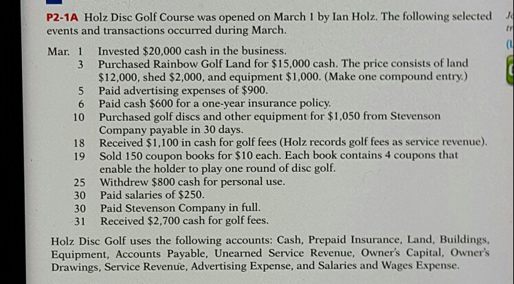 P2 1a Holz Disc Golf Course Was Opened On March 1 Chegg 