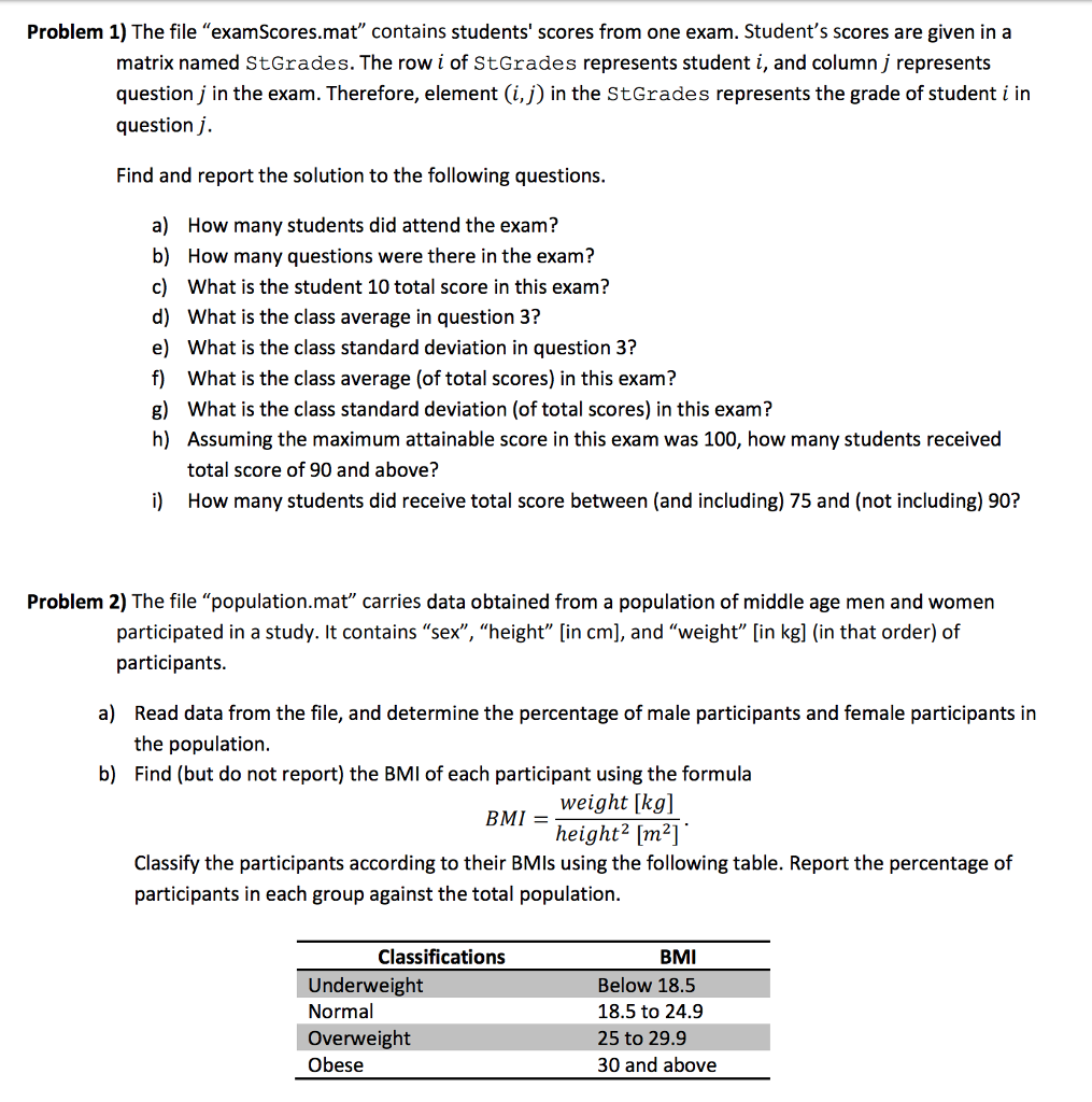 Problem 1 The File Examscores Mat Contains Stud Chegg Com