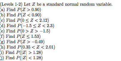 Solved Levels 1 2 Let Z Be A Standard Normal Random Var Chegg Com