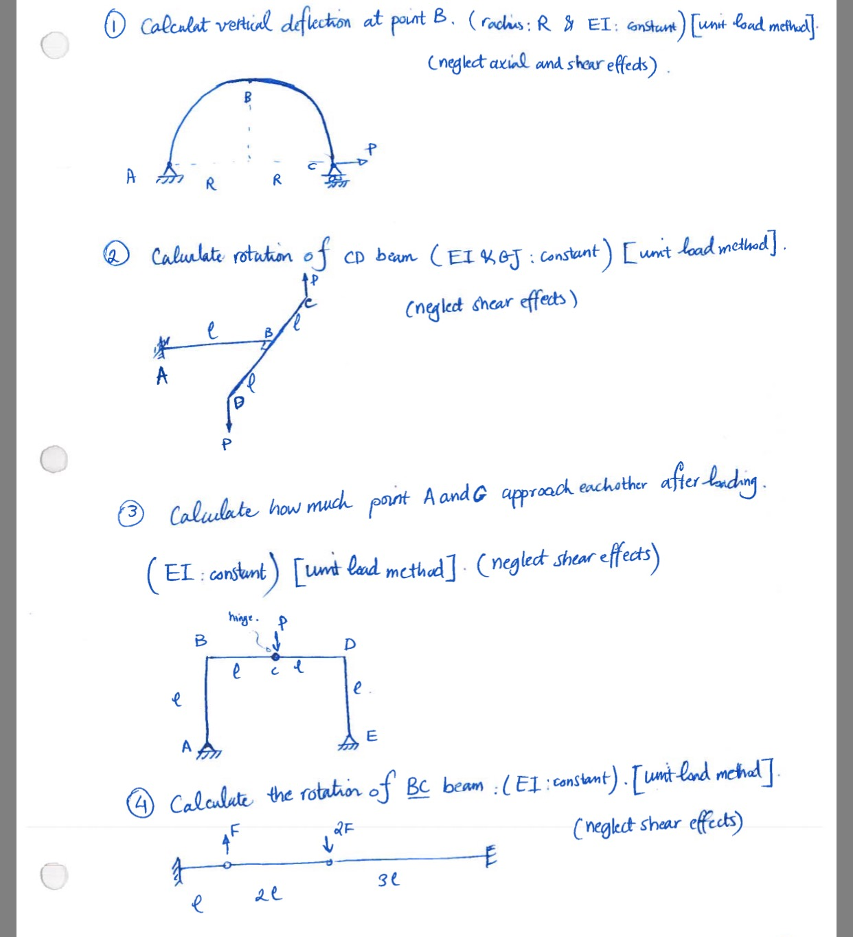Calculate Vertical Deflection At Point B Radius R Chegg Com