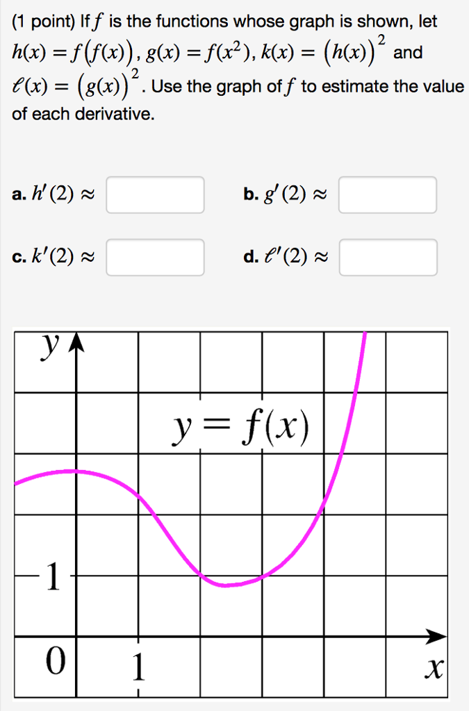 If F Is The Functions Whose Graph Is Shown Let H X F F X G X F X 2 K X H X 2 And L X G X 2 Use The Graph Of F To Estimate The Value Of Each