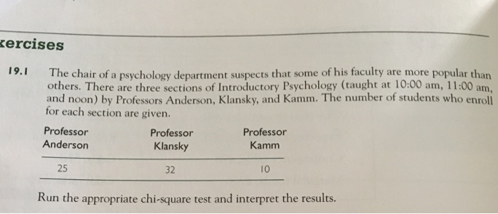 Solved The Chair Of A Psychology Department Suspects That