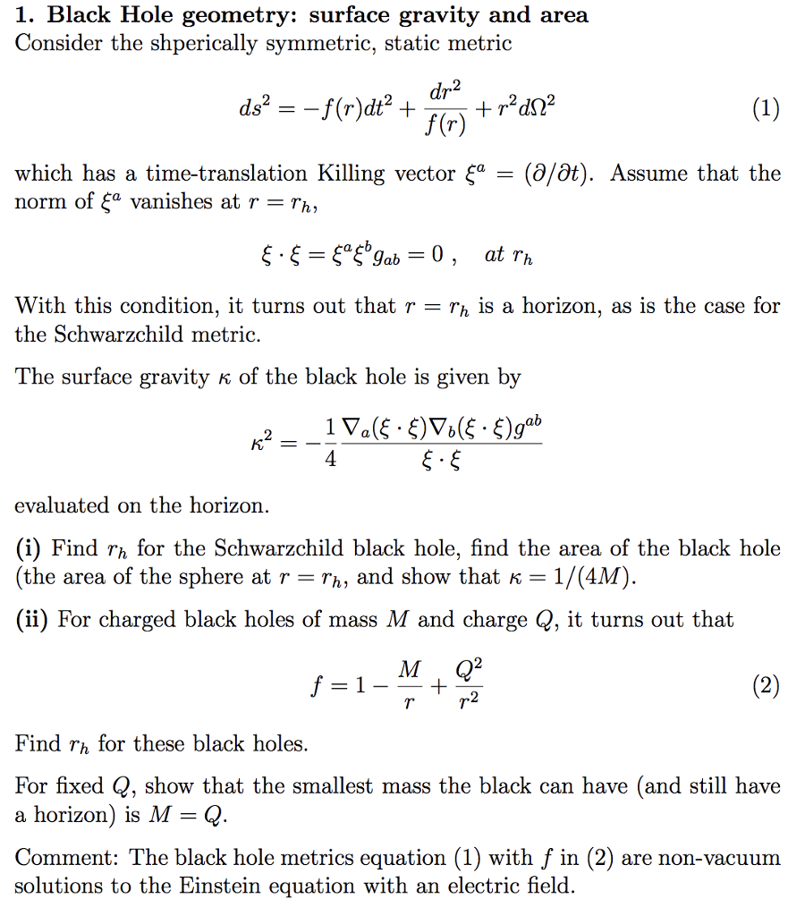 einstein black hole equation