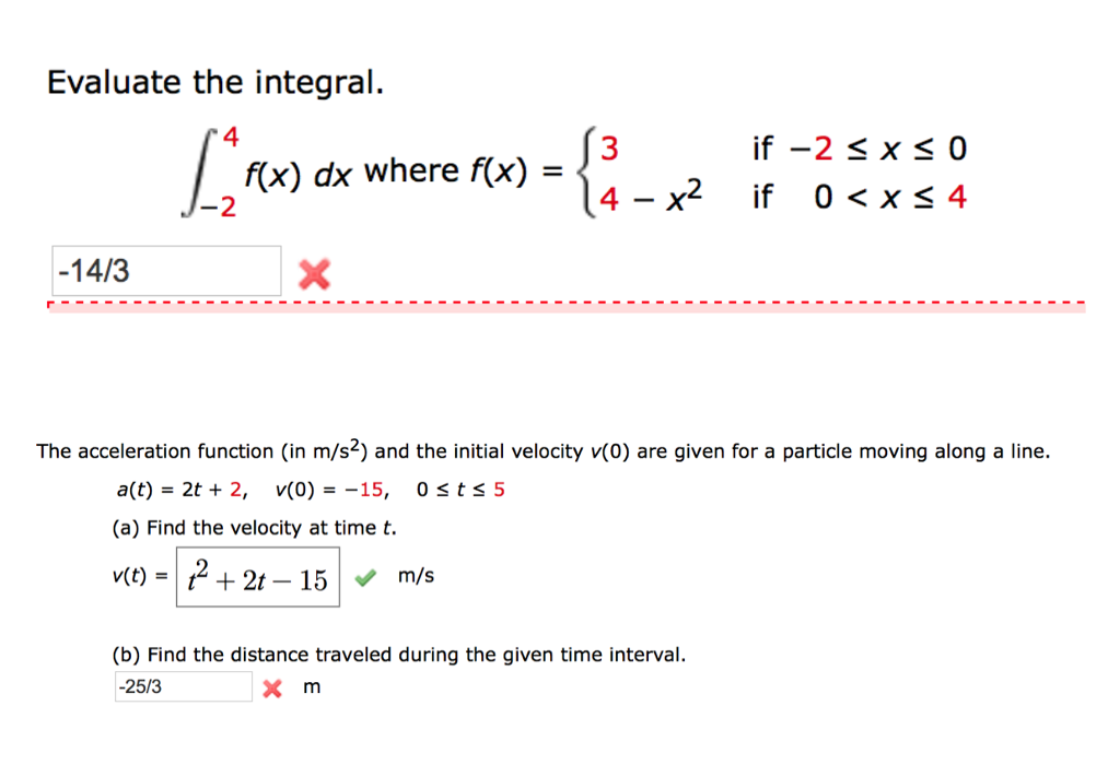 Solved Evaluate The Integral 4 3 X 2 143 The Accelerat