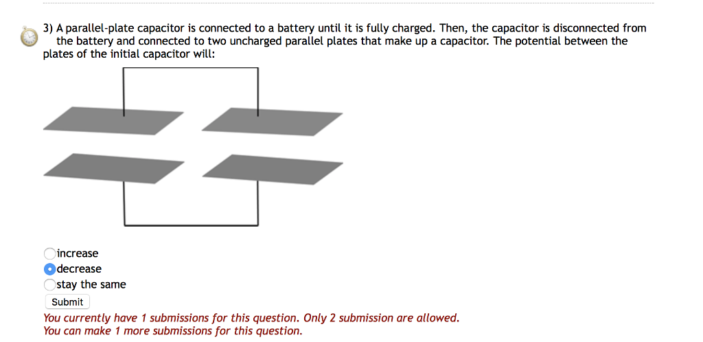 Solved A Parallelplate Capacitor Is Connected To A Batte