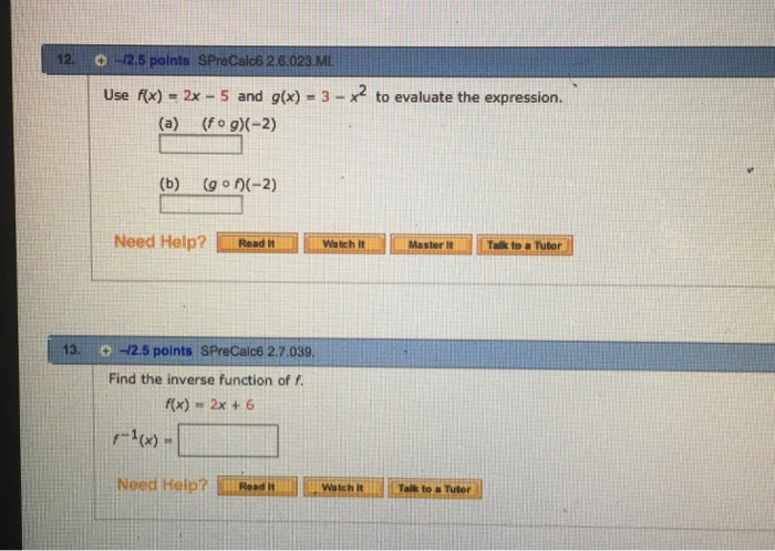 Use F X 2x 5 And G X 3 X 2 To Evaluate The Chegg Com