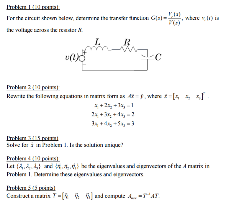 Solved For The Circuit Shown Below Determine The Transfer Chegg Com