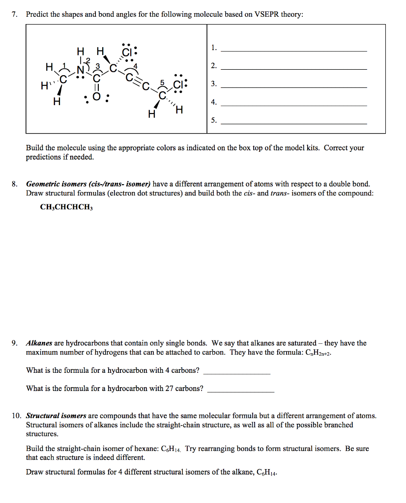 Solved Predict The Shapes And Bond Angles For The Followi