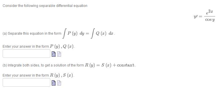 Solved Consider The Following Separable Differential Equa Chegg Com