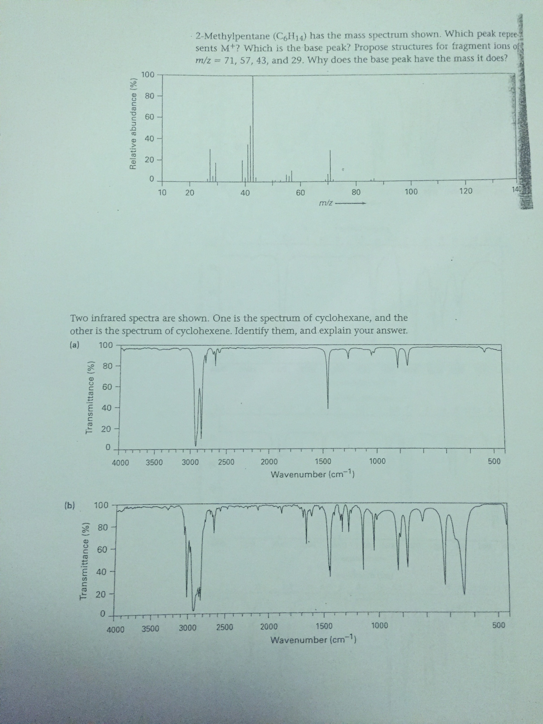 Solved 1). 2Methylpentane (C6H14) Has The Mass Spectrum