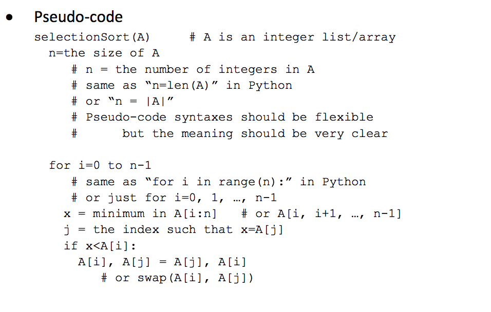 Solved Create The Selection Sort Code Given The Following Chegg Com