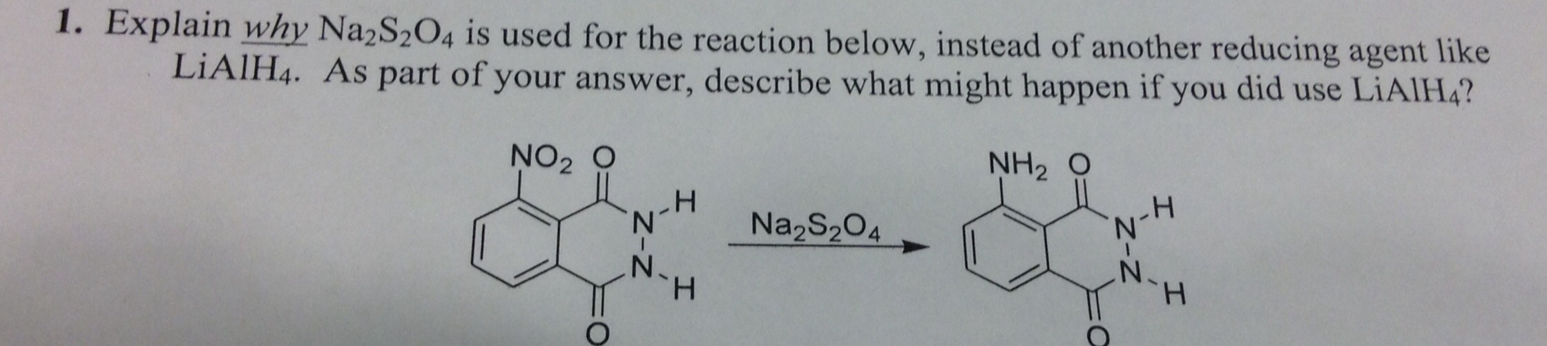 Solved 1 Explain Why Na2s2o4 Is Used For The Reaction Be Chegg Com