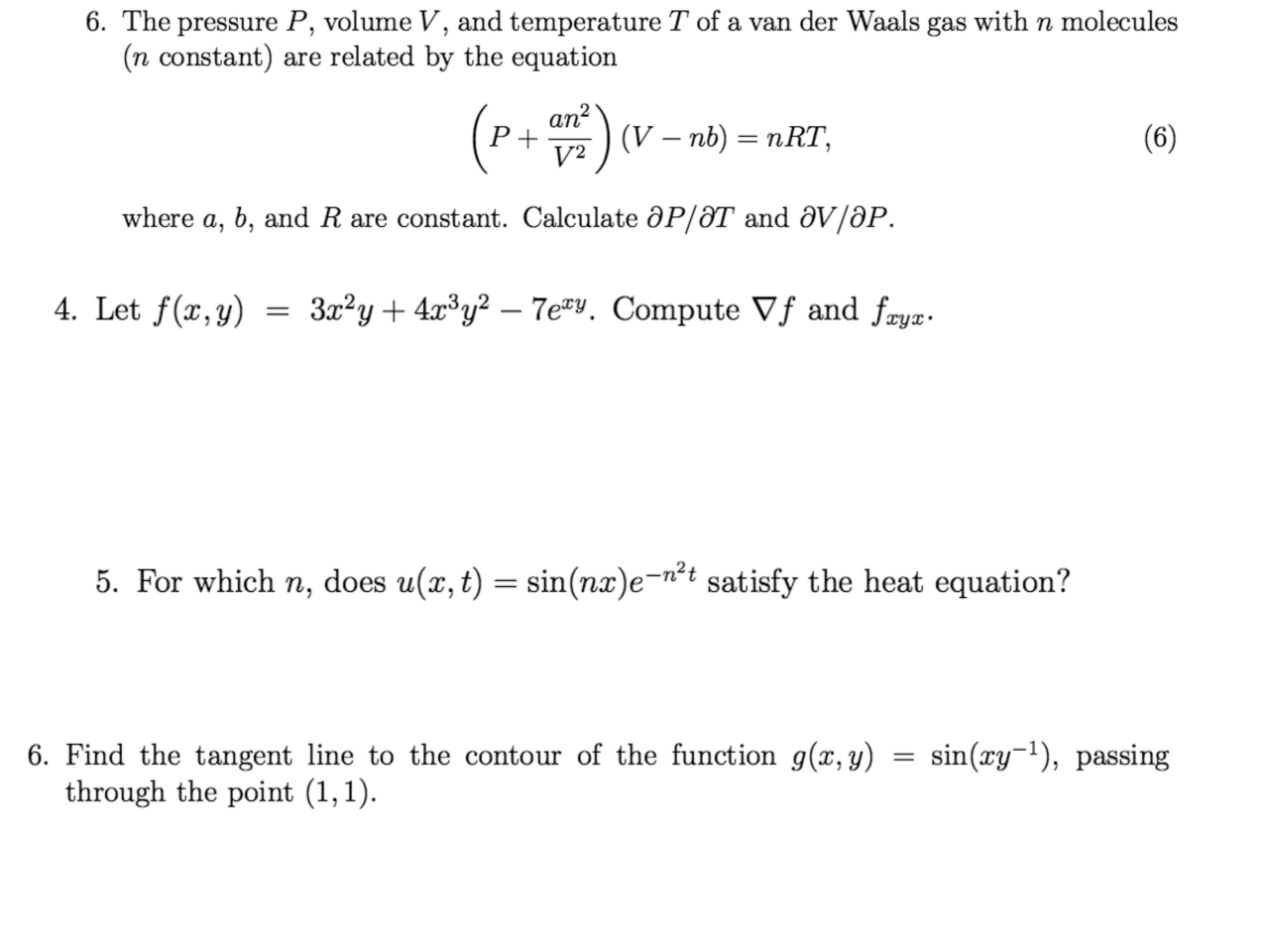 Solved 6 The Pressure P Volume V And Temperature T Of Chegg Com