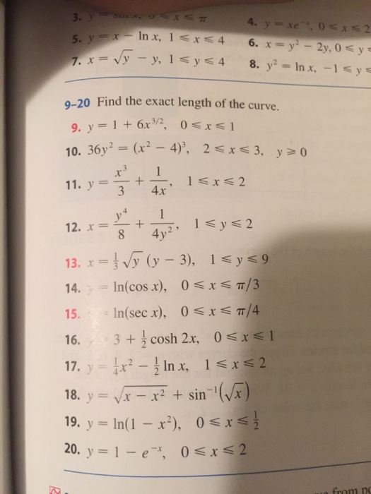 Solved Find The Exact Length Of The Curve Y 1 6x 3 2 0 Chegg Com