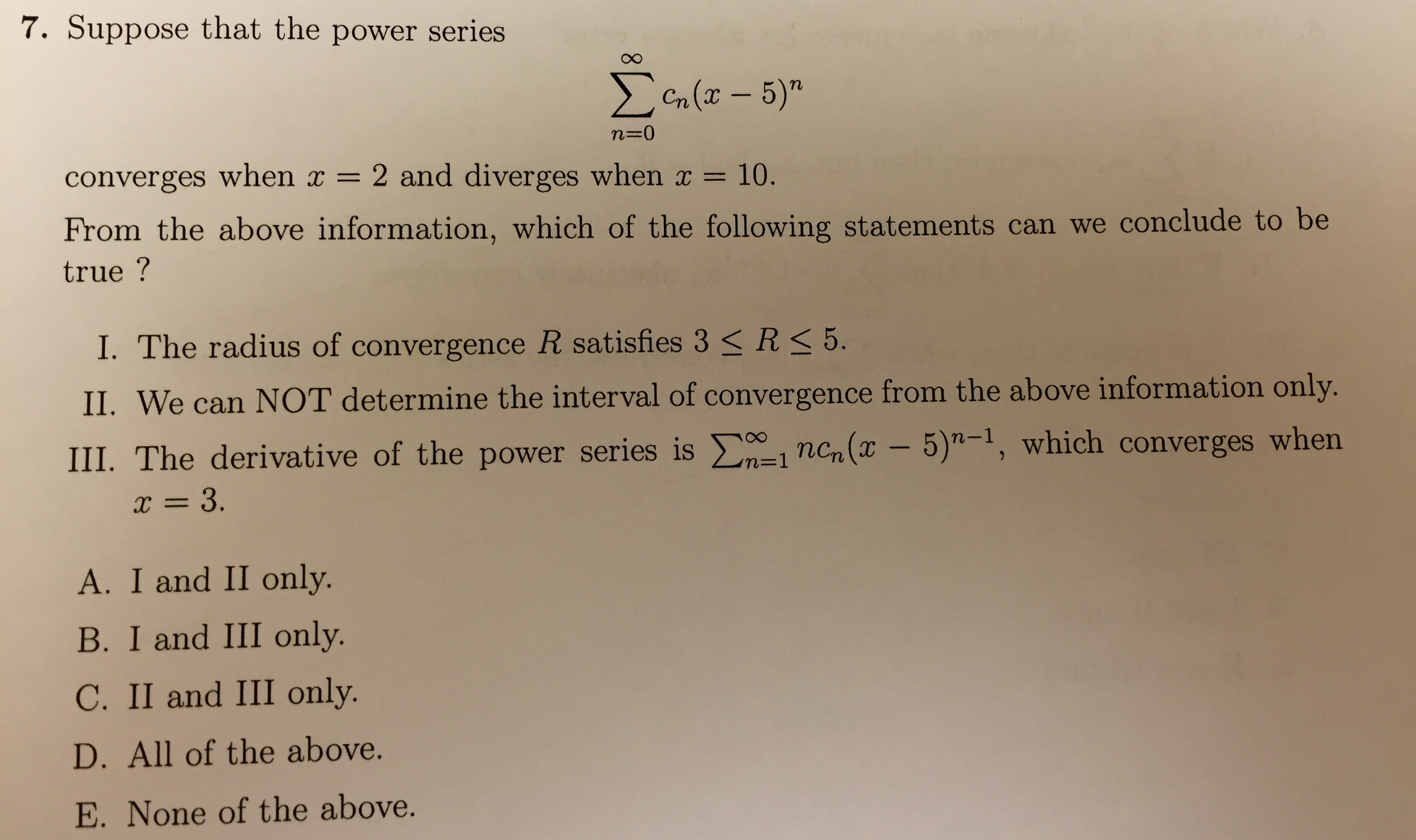 Solved Suppose That The Power Series Infinity Sigma N 0 C Chegg Com