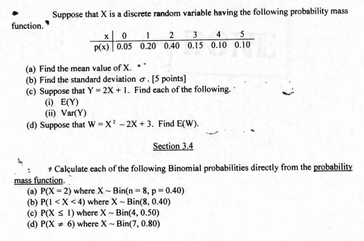Solved Suppose That X Is A Discrete Random Variable Havin Chegg Com