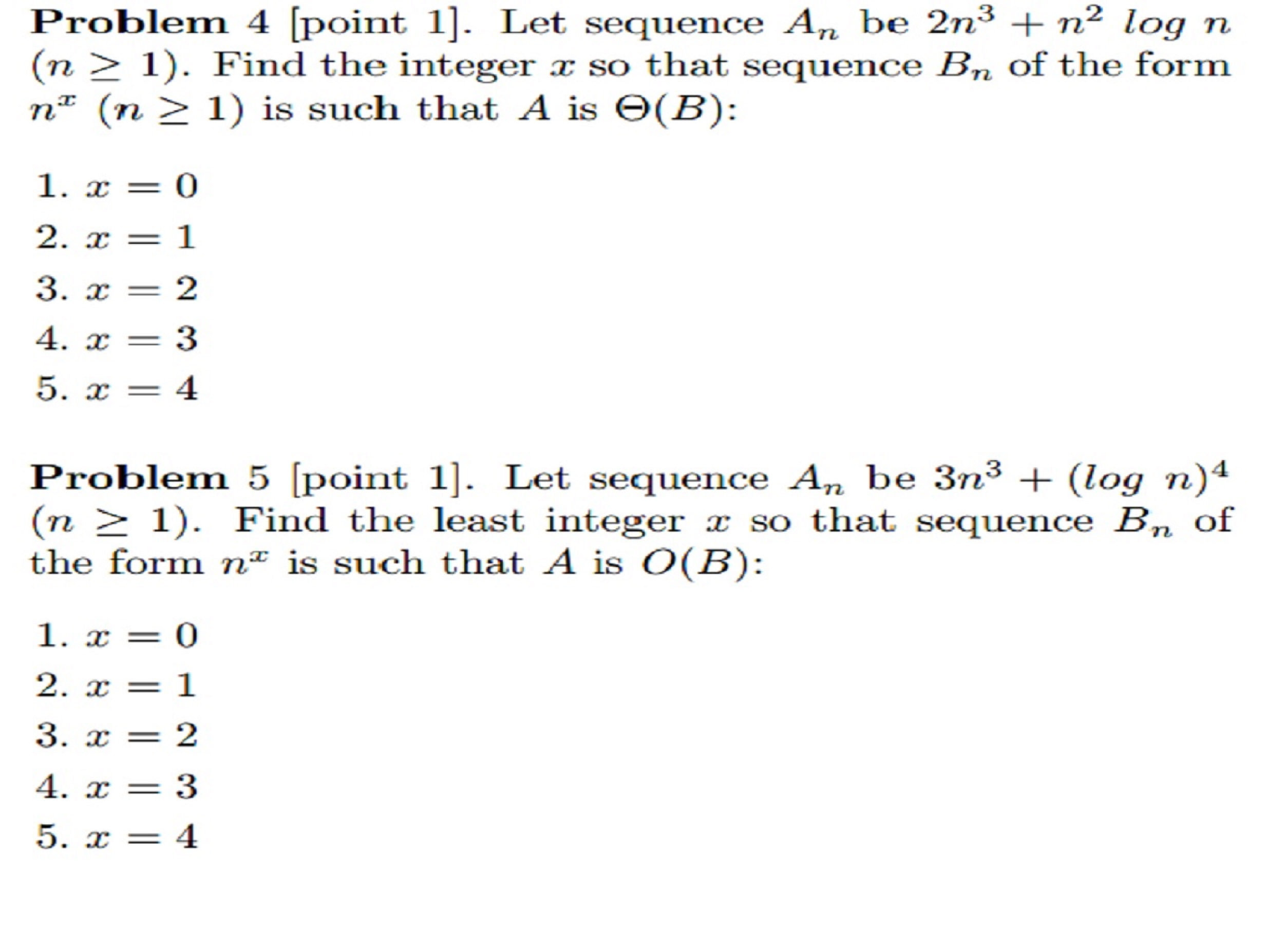 Solved Problem 4 Point 1 Let Sequence An Be 2n 3 N 2 Chegg Com