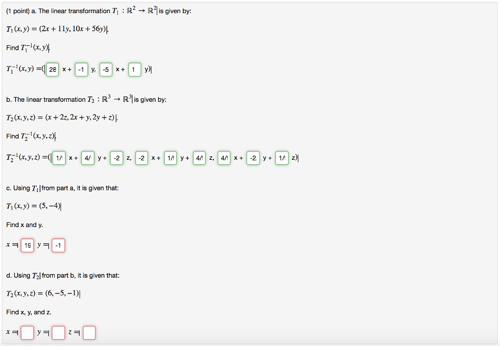 Solved A The Linear Transformation T 1 R 2 Rightarrow R 2 Chegg Com