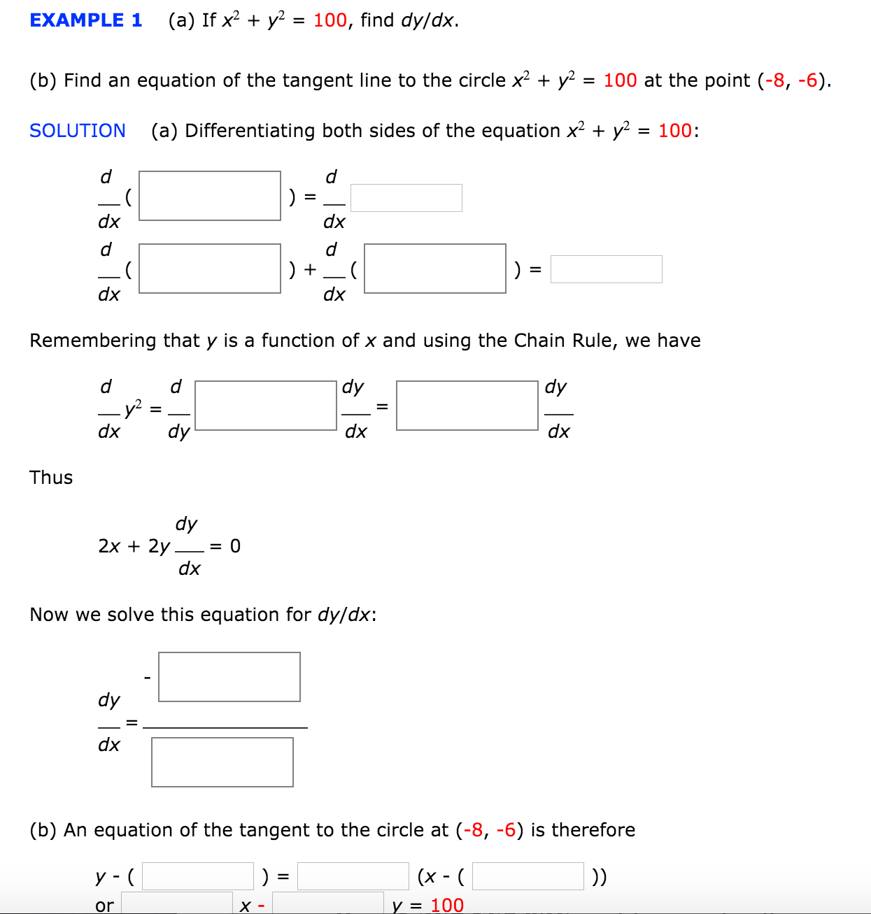 Solved If X 2 Y 2 100 Find Dy Dx Find An Equation Of Chegg Com