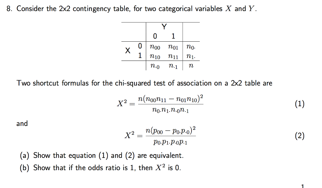 Solved 8 Consider The 2x2 Contingency Table For Two Chegg Com