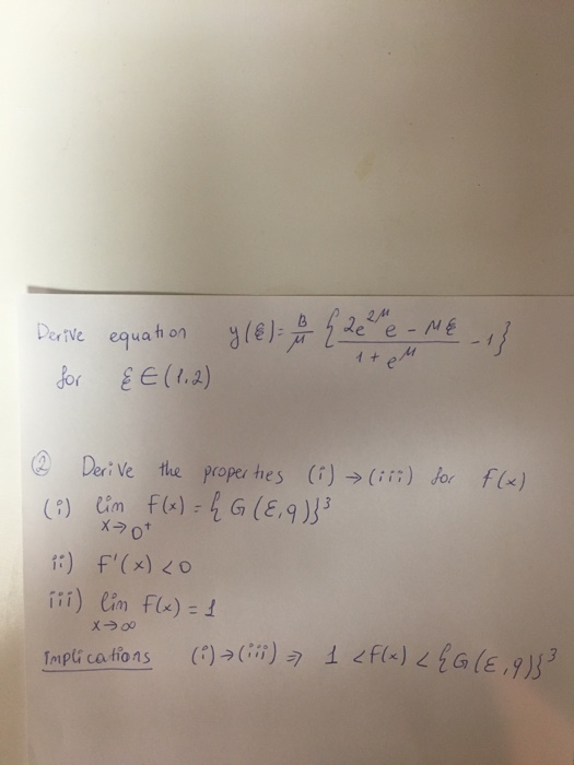 Derive Equation Y Epsilon B Mu 2e 2 Mu E M E Chegg Com