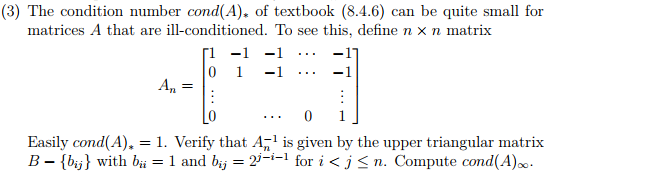 Solved: (3) The Condition Number Cond(A). Of Textbook (8.4... | Chegg.com