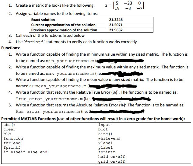 Solved Create A Matrix The Looks Like The Following A