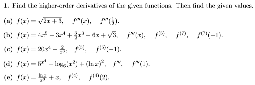 Solved: Find The Higher-order Derivatives Of The Given Fun ...