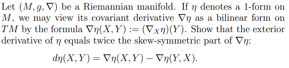 Solved Let (M,g, V) Be A Riemannian Manifold. If N Denote