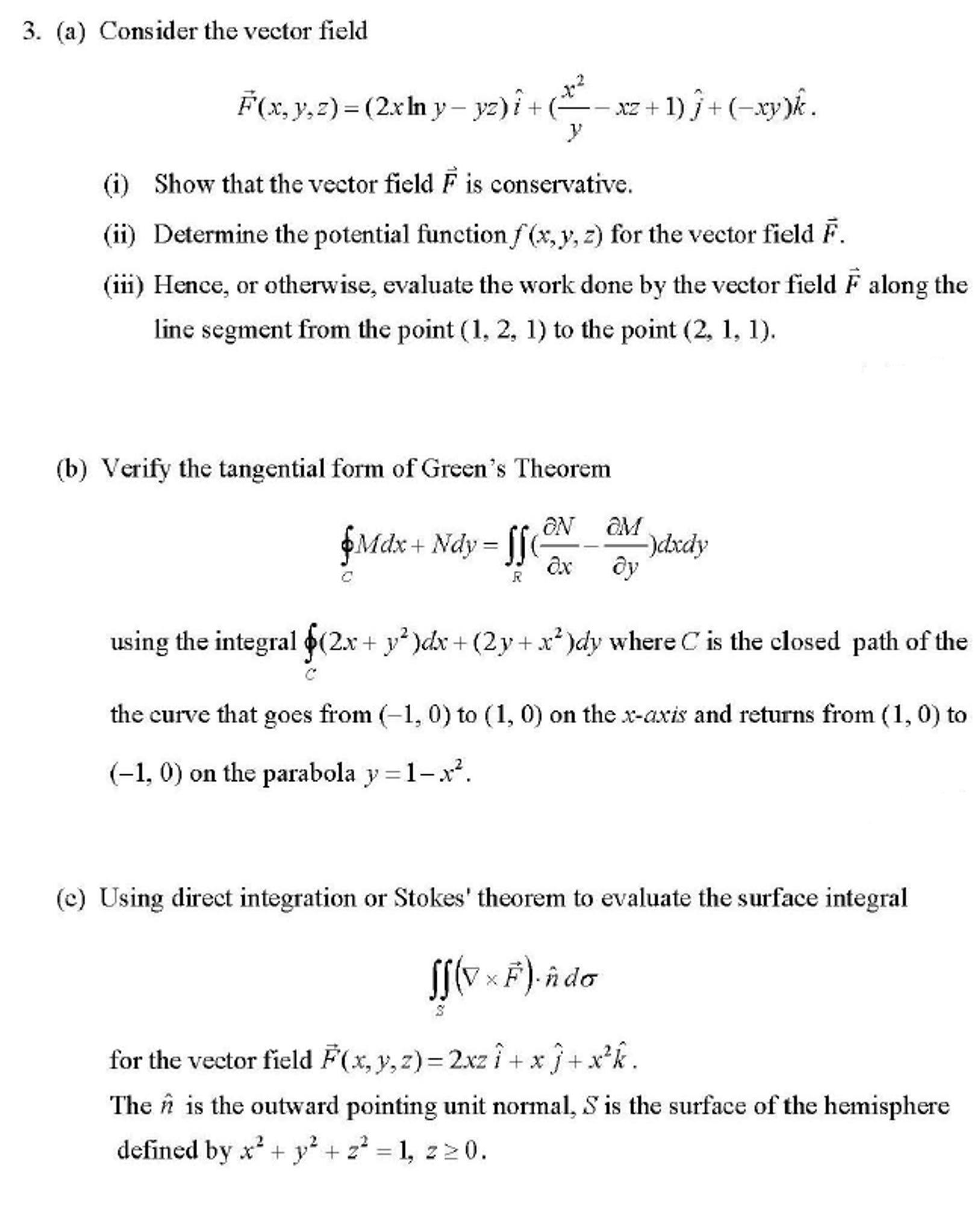 Solved Consider The Vector Field F X Y Z 2x In Y Chegg Com