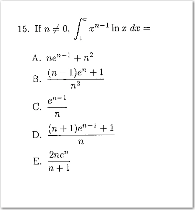 Solved If N Notequalto 0 Integral 1 E X N 1 Ln X Dx A Chegg Com