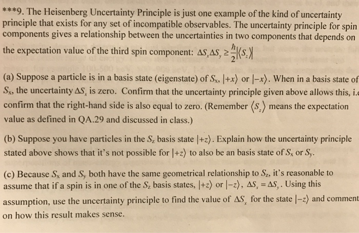 Solved The Heisenberg Uncertainty Principle Is Just One Chegg Com