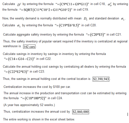 Calculate D by entering the formula =(C9*C11+G9*G11) in cell C18, of by entering the formula =SQRT(CI1*c102+G11*G102) in