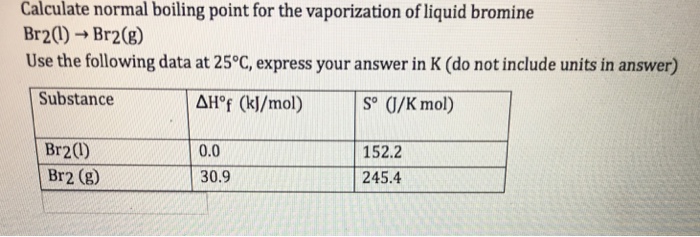 Solved Calculate Normal Boiling Point For The Vaporization Chegg Com