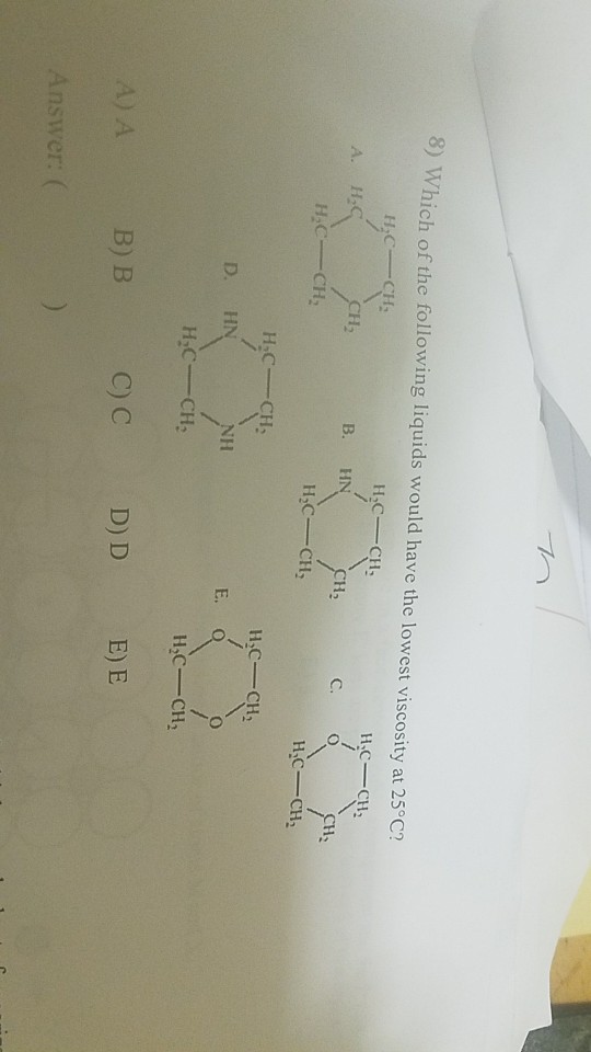 which of the following liquids has the greatest viscocity?